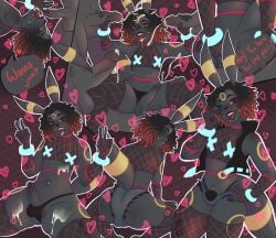 ahe_gao anal anal_sex anthro armwear ass balls black_body black_eyes black_fur black_hair blush bodily_fluids bukkake clothed clothing collar cum digital_media_(artwork) dreadlocks duo eeveelution erection fellatio fellatio_gesture femboy fishnet_armwear fishnet_clothing fishnet_leggings fishnet_legwear fishnet_thigh_highs fishnet_topwear fur gangbang generation_2_pokemon genital_fluids genitals gesture group group_sex hair hi_res leggings legwear looking_at_viewer looking_pleasured male male/male male_penetrated male_penetrating male_penetrating_male mammal multicolored_body multiple_piercings navel navel_piercing neptunebunny nintendo nipples open_mouth oral penetration penile penis piercing pokemon pokemon_(species) red_sclera sex simple_background smile solo suggestive suggestive_gesture tail text thick_thighs thigh_highs topwear trio umbreon