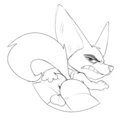 1boy annoyed anus ass backsack balls barefoot big_ears black_and_white canine clenched_teeth disney fennec finnick fox greyscale holding_ass jerseydevil line_art looking_at_viewer looking_back lying male male_only mammal monochrome on_front perineum presenting presenting_hindquarters raised_tail rear_view solo tail teeth zootopia