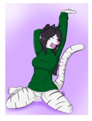 clothing cum fallenfolf feline female mammal pussy stretching sweater tiger zenix