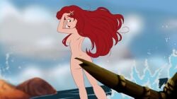 ariel ass back bare_ass barelegs canonical_scene completely_nude disney from_behind legs long_hair looking_back mpearl2020 nude red_hair round_ass sea standing teenage teenage_girl teenager the_little_mermaid the_little_mermaid_(1989_film) water