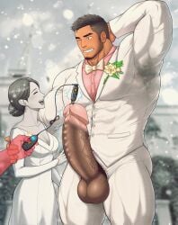 1girls 2boys 2boys1girl abs arms_up balls balls_out bara beard beauty_mark beefy biceps big_abs big_balls big_hands big_penis black_and_white blurry_background blush bowtie breasts bride brown_eyes brown_hair bun_hair church clenched_teeth closed_eyes collarbone confetti corsage earrings electric_shock electrostimulation enormous_penis erect_nipples erection eyebrow_scar eyelashes female foreskin foreskin_folds frenulum gay gigantic_penis grin groom hair_on_penis hand_on_back hands_behind_head happy height_difference hi_res huge_breasts huge_cock hunk husband_and_wife laugh long_hair long_penis male male_breasts male_focus manly married_couple mature_male mole mole_under_eye morning muscles muscular muscular_arms muscular_legs muscular_male muscular_thighs mustache_stubble nipples_visible_through_clothing offscreen_character one_eye_closed oppai original original_character pecs penis penis_bigger_than_arm penis_bigger_than_breasts penis_bigger_than_head penis_bigger_than_torso penis_out pink_glans precum precum_drip pubic_hair quadriceps red_hands remote_control retracted_foreskin shaved_side sideburns six_pack size_difference smegma smegma_in_foreskin straight sweat sweatdrop sweaty_armpits tall taller_male thick thick_arms thick_eyebrows thick_legs thick_neck thick_penis thick_thighs tight_clothing time_stop toto_(artist) tough_guy triceps tuxedo uncensored uncircumcised uncut unzipped unzipped_pants urethral urethral_beads urethral_bulge urethral_insertion veiny_penis wedding_dress yaoi