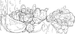 balls blush cum diphallia diphallism furry_(artist) huge_muscles humanoid_penis hyper hyper_muscles hyper_penis male_only multi_penis muscular nintendo penis pokemon pokemon_(species) scraggy sketch snivy video_games