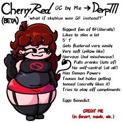 blush brown_hair cherryred_(derp777) chubby derp777 description fat friday_night_funkin friday_night_funkin_mod girlfriend_(friday_night_funkin) looking_away obese oc oc_sheet original_character pink_skin tagme tanred_(derp777) white_background