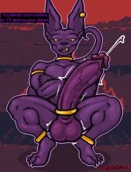 animal_humanoid anklet anthro armband balls beerus bent_legs big_balls big_ears big_penis bodily_fluids canine_teeth cat_humanoid collar crossed_arms crotch_focus crouching curled_tail detailed dialogue dialogue_box digital_media_(artwork) domestic_cat dragon_ball dragon_ball_super dripping english_text erection evil_grin fangs felid felid_humanoid feline feline_humanoid felis genital_fluids genital_focus genitals glans glare glistening glistening_genitalia glistening_jewelry glistening_penis glowing glowing_eyes god_of_destruction gold_(metal) gold_accessory gold_anklet gold_armband gold_collar gold_jewelry gold_legband half-closed_eyes heavy_balls hi_res huge_cock humanoid humanoid_genitalia humanoid_penis hyper hyper_genitalia hyper_penis jewelry legband long_ears long_tail male male/male mammal mammal_humanoid metal_collar narrowed_eyes nude nude_male open_mouth penis penis_awe pointy_ears precum precum_drip precum_string presenting presenting_genitals presenting_penis pupils purple_balls purple_body purple_penis raised_tail saggy_balls sex sharp_teeth slit_pupils smile smug smug_expression solo speech_bubble spread_legs spreading squatting_pose tail tail_wraps teeth text thick_collar thick_penis thigh_sex thighband threatening throbbing throbbing_penis vein veiny_penis velvetdraw whiskers wide_stance wraps yellow_eyes