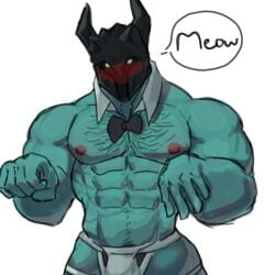 abs apzapuru bara blush blushed_face blushing_male gay hairy hairy_chest hairy_male helmet jockstrap league_of_legends male meowing moobs mordekaiser muscular muscular_male nipples riot_games tiddies