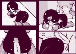 brawl_stars cock humping larry_(brawl_stars) male/nonbinary meeple_(brawl_stars) nonbinary on_bed onomatopoeia pussy robot self_upload text tipslog