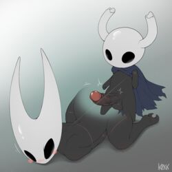 anthro ass big_ass big_penis black_body black_skin blush bug from_behind from_behind_position hollow_knight hornet_(hollow_knight) incest insect_humanoid kektails mask protagonist_(hollow_knight) restrained restraints see-through siblings silk thick thread vessel_(species) x-ray