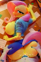 3d 3d_(artwork) 3d_render ahe_gao ai_generated anthro ass ass_grab big_ass big_breasts blush breasts breasts_out classroom cum cum_in_ass cum_in_pussy cum_inside cumming cumming_while_penetrating day daytime fluttershy_(mlp) friendship_is_magic from_behind furry furry_female hasbro hi_res indoors large_ass large_breasts looking_at_viewer looking_back lying lying_down lying_on_table male_pov mlp_g4 my_little_pony open_mouth pony seaart.ai sex sex_from_behind teacher teacher_outfit tongue tongue_out vaginal_penetration wide_hips