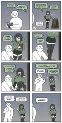 1boy 1girls accidental_exposure accidental_flashing doctorloops embarrassed library no_panties veronica_(doctorloops) veronica_and_mona