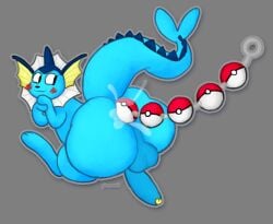 :3 anal anal_beads anal_beads_in_ass anal_fluids anal_sex ass balls big_butt blue_body blush bodily_fluids darkened_balls darkened_genitalia darkened_penis digital_media_(artwork) eeveelution erection feral fin fish_tail foreskin generation_1_pokemon genitals glans grey_background hi_res humanoid_genitalia humanoid_penis looking_back looking_pleasured male nintendo object_in_ass penetration penis penis_backwards pincoosh pokeball pokeball_anal_beads pokeball_sex_toy pokemon pokemon_(species) quadruped rear_view sex_toy sex_toy_in_ass sex_toy_insertion signature simple_background solo tail tail_fin vaporeon yellow_glans
