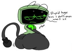 1girls ass ass_focus big_ass dandy's_world dialogue female majingajin robot robot_girl screen_face text vee_(dandy's_world)