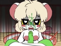 after_oral alternate_version_available baller_2206 breasts breasts_out clothed_male_nude_female cum cum_on_face damm_(terrible_mouse) ejaculation female lorna_(terrible_mouse) male mouse_girl oral_sex penis slime_boy tagme terrible_mouse traced