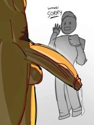 apologizing apzapuru bara bara_tiddies caught caught_masturbating gay guest_(roblox) huge_cock muscular muscular_male noob noob_(roblox) roblox robloxian