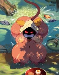 2021 5_fingers amphibian androjuniarto animal_humanoid arc_system_works archived_source areola ass ass_up bent_over big_areola big_breasts big_butt big_nipples biped blazblue blonde_hair bodily_fluids braided_hair breasts breath cat_tail clenched_teeth curvy_figure dead_fish death decay detailed_background digital_drawing_(artwork) digital_media_(artwork) egg_(food) fart fart_bubbles fart_fetish farting_underwater felid felid_humanoid feline feline_humanoid female fingers fish flies_for_smell flower frog front_view frown gassytank gastank gastank18 glowing glowing_eyes grass hair high-angle_view hood huge_breasts huge_butt huge_hips humanoid kaka_(blazblue) lily_pad mammal mammal_humanoid marine narrowed_eyes nature nipples nude one_eye_closed outside partially_submerged plant pond red_eyes rock roots shadow_face signature simple_eyes smelly solo splash stink_fumes straining sweat tail tan_body tan_hood tan_skin taokaka teeth toad_(frog) tree twin_braids twintails voluptuous water wet wet_body wet_butt wet_skin wide_hips wilting_flowers wilting_plants