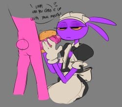 2boys 4_fingers anthro big_penis cleaning_cock clothed clothing crossdressing duo evil_jax_(tadc) evil_jax_(the_amazing_digital_circus) eyeshadow fellatio_request fingers gay genitals glitch_productions half-closed_eyes hand_on_penis heart_symbol hi_res huge_cock jax_(tadc) jax_(the_amazing_digital_circus) karnthud kneeling lagomorph leporid looking_up maid_headdress maid_jax_(the_amazing_digital_circus) maid_uniform makeup male male_only mammal narrowed_eyes nervous oral_request penis rabbit requesting semi-selfcest servitude sex_request speech_bubble sponge standing tail tail_motion tailwag the_amazing_digital_circus uniform unimpressed yaoi