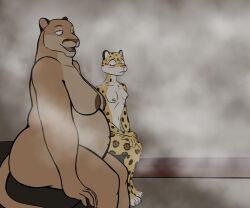 2025 anthro areola ass big_areola big_butt blush breasts brown_areola brown_nipples ch'um_nich_(scribefang) cougar countershade_breasts countershade_face countershade_torso countershading digital_drawing_(artwork) digital_media_(artwork) digitigrade duo eyebrows felid feline female flat_colors fur hands_on_lap hi_res jaguar mammal mature_female nervous nipples no_irises open_mouth overweight overweight_anthro overweight_female pantherine pink_nipples pregnant pregnant_anthro pregnant_female raised_eyebrows sagging_breasts sak_ich'aak_(scribefang) sauna scribefang simple_background sitting slim slim_female small_breasts smile stare steam stretch_marks stretch_marks_on_fur tan_body tan_fur vein veiny_breasts white_body white_fur white_toes yellow_body yellow_fur