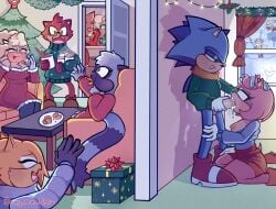 3boys 6girls amy_rose anthro anthro_on_anthro anthro_only areolae balls bat berry_bun blowjob blue_fur breasts christmas christmas_clothing christmas_lights christmas_outfit christmas_present christmas_tree clothed clothing cock coffee cookie couch cream_the_rabbit cum cum_in_mouth cum_inside dick erection eulipotyphlan fellatio female fox fur furniture gadget_the_wolf glasses gloves green_eyes hand_on_head hedgehog holding_head holidays house idw_publishing interior jacket kneeling kneeling_oral_position lanolin_the_sheep lemur living_room male mammal mirror mistletoe nipples on_knees oral oral_creampie oral_sex penis pink_fur purple_eyes rabbit risk_of_being_caught risk_of_discovery risky_sex rouge_the_bat sega sex shadow sheep sneaky_sex snow snowballing snowman sonic_(series) sonic_the_hedgehog sonic_the_hedgehog_(comics) sonic_the_hedgehog_(idw) sonic_the_hedgehog_(series) sweater table tails_the_fox tangle_the_lemur tree whisper_the_wolf wolf wolf_girl