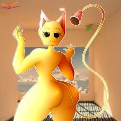 1girls 2025 ass ass_focus black_eyes butt_focus cat_smile completely_nude completely_nude_female dandy's_world fanart female female_only liminal_spaces naked naked_female no_dialogue nude nude_female nyrezu original_character pussy red_panties scars scraps_(dandy's_world) silly solo solo_female tail thicc thicc_ass thicc_thighs thick thick_ass thick_thighs yellow_background