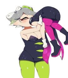 animated callie_(splatoon) crybleat marie_(splatoon) same_size_vore soft_vore splatoon splatoon_(series) struggling struggling_prey swallowed_whole swallowing unwilling unwilling_prey vore vore_belly