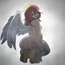 angel_devil_(chainsaw_man) ass barefoot breasts chainsaw_man completely_nude nude sayasushiswag sitting stool