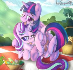 anus equine female friendship_is_magic horn horse lord_superstar mammal my_little_pony outside picnic pussy starlight_glimmer twilight_sparkle_(mlp) unicorn yuri