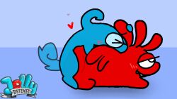 animated ass blue_body blush butt_grab candy dessert duo food food_creature gummy_(food) gummy_creature hand_on_butt heart_symbol imminent_orgasm jelly_defense living_candy looking_pleasured loop male male/male nakeilyar non-human non-human_only pounding_ass red_body sex toony
