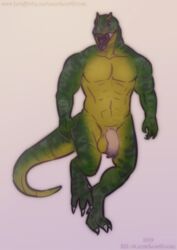 1boy 2019 anthro balls biceps claws dinosaur invalid_tag lostgoose male male_only muscular nude penis reptile scalie solo solo_focus standing