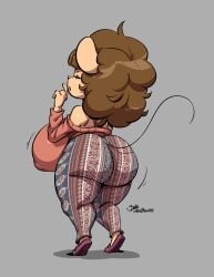1female 1girls anthro big_ass big_breasts emma_martin flare_pants forbidden_pants huge_ass huge_breasts joaoppereiraus milf mouse pants rat rear_view shortstack simple_background tagme