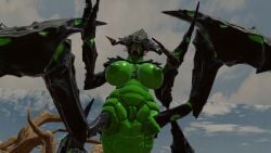 bile_titan breasts breasts_out bug bug_girl helldivers helldivers_(series) helldivers_2 insect_girl looking_at_viewer mattyboi99 monster monster_girl pussy pussy_lips pussy_out solo solo_female terminid vrchat vrchat_avatar