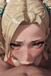 1boy1girl ai_generated animated animation anime_style big_penis blonde_female blonde_hair blowjob brown_eyes cum deep_blowjob deepthroat deepthroat_no_hands fairy_tail hi_res high_quality high_resolution highres kawaiiboo34 lucy_heartfilia patreon sloppy sound sound_effects tagme uncensored video white_skin