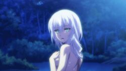 animated ass bare_shoulders breasts cleavage female la_folia_rihavein large_breasts long_hair screencap silver_hair solo standing strike_the_blood