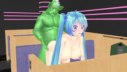 3d aqua_hair big_breasts breasts cutie39 female hatsune_miku kaitohatsune light-skinned_female light_skin male male/female mikumikudance mmd nude orc orc_male vocaloid