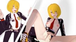 1female 1girls almost_naked ashamed before_and_after black_panties breasts breasts_out clean clothed cum cum_in_pussy cum_inside cum_on_body don_quixote_(limbus_company) laying_down limbus_company lingerie no_bra no_pants open_clothed open_jacket open_legs opened_mouth pins project_moon sad shaved_pussy shoes_on showing_pussy showing_vagina smiling solo star_eyes tallycat tie two_fingers_up wet yellow_eyes yellow_hair