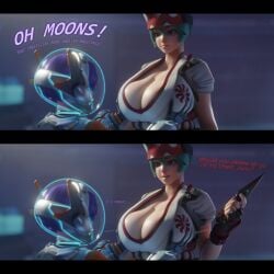 2girls alternate_breast_size asian asian_female big_breasts bigger_female blizzard_entertainment bottopbot2 breasts chinese chinese_female clothed clothed_female green_hair green_hair_female height_difference japanese japanese_female juno_(overwatch) kiriko_(overwatch) kiriko_kamori kunai large_boobs large_breasts larger_female light-skinned_female light_skin overwatch overwatch_2 overweight_male purple_hair purple_hair_female shorter_female size_difference smaller_female taller_female taller_girl taller_woman video_game_character