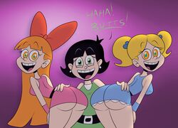 ! 3girls aged_up ass bangs belt big_ass black_hair blonde_hair blossom_(powerpuff_girls) breasts bubbles_(powerpuff_girls) buttercup_(powerpuff_girls) cartoon_network dat_ass dress earrings english_text eyelashes female female_only green_eyes hairbow hand_on_ass human hypnosis implied_incest incest laughing long_hair medium_breasts mind_control multiple_females open_mouth orange_hair powerpuff_girls powerpuff_girls_2016 presenting presenting_hindquarters scobionicle99 short_hair siblings sideboob sisters smile text tied_hair trio twintails very_long_hair yuri