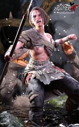 10:16 1girls 3d 3d_(artwork) 4k angry bandage breast_out cave dinosaur dirty dirty_face dirty_skin embers facepaint fantasy female female_focus fighting fit_female in_water jill_valentine jill_valentine_(sasha_zotova) kratos_(cosplay) more_at_source nipples open_eyes open_mouth painted_face partially_submerged patreon patreon_username prehistoric resident_evil resident_evil_3 resident_evil_3_remake roosterart spear video_game video_game_character video_game_franchise