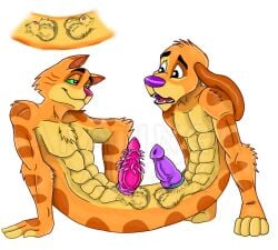 anatomically_correct_penis anthro balls barbed_penis cat_dick catdog catdog_(series) conjoined dick dog_dick furry furry_balls furry_dick furry_male gay_furry knotted_penis male_only nickelodeon penis siamese_twins six_pack twins