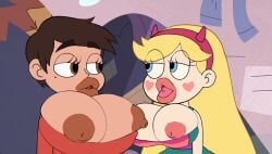 2girls after_transformation areola_slip areolae bimbo bimbo_body bimbo_lips bimbofication bimbofied blonde_hair blue_eyes brown_eyes brown_hair croc338 disney disney_xd female genderswap genderswap_(mtf) huge_ass huge_breasts latina lips marco_diaz multiple_girls nipples overflowing_breasts princess_marcia princess_marco rule_63 screenshot_edit star_butterfly star_vs_the_forces_of_evil thick_lips tongue_piercing transformation wide_hips