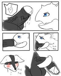 anthro blush canine clothing comic deepthroat domination english_text erection fellatio female femdom hi_res horn internal larger_female licking lucario male mammal nidoqueen nintendo nukenugget open_mouth oral penis pokemon pokemon_(species) red_eyes size_difference text tongue tongue_out video_games