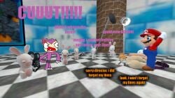 3d 3d_(artwork) ass big_ass big_butt big_butt_cheeks dialogue dick_on_ass garry's_mod gmod human_meggy kai_tichinel kaibernation mario mario_(series) meggy_spletzer mixed_media rabbid rabbids smg4 text