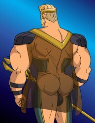 animated aquaman aquaman_(series) arthur_curry ass back_muscles butt cape caucasian caucasian_male dc gif injustice male male_only mchlsctt709 muscles muscular muscular_male superhero