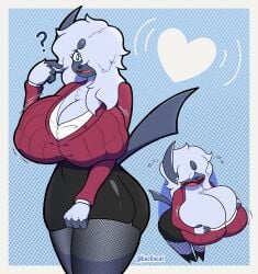 absol anthro bac0ncat big_breasts breast_expansion breasts cleavage cynthia_(lunarspy) furry furry_female furry_only huge_breasts nintendo pokemon pokemon_(species) thick_thighs wide_hips