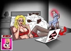 bed bedroom cheating comic cuckold cuckolding femdom netorare qos qos_comix queen_of_spades tied_up