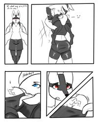 anthro canine clothing domination english_text erection female femdom hi_res horn larger_female licking lucario male mammal nidoqueen nintendo nukenugget open_mouth oral pokemon pokemon_(species) red_eyes size_difference smaller_male text tongue tongue_out video_games