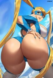 1girls absurd_res artist_name ass backless_outfit bangs bent_over big_breasts blonde_hair blue_eyes breasts capcom chromiaart close-up hand_on_ass hi_res huge_ass long_hair long_twintails looking_at_viewer looking_back mask outdoors paid_reward_available painted_nails parted_lips presenting presenting_hindquarters rainbow_mika revealing_clothes sideboob signature sky smile solo street_fighter teeth thick_thighs thighs twintails very_long_hair voluptuous voluptuous_female wrestling_mask wrestling_outfit