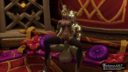 3d belly_bulge big_balls big_penis blood_elf draenei draenei_futa female ferlynn futa_on_female futanari horsecock lightforged_draenei penis pussy world_of_warcraft