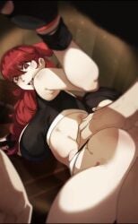 1girls 2boys atlus background blush breasts clothing female from_behind gloves grabbing grabbing_from_behind gym_clothes holding_object kasumi_yoshizawa light-skinned_female light-skinned_male long_hair male naked nipples open_mouth penetration persona persona_5 persona_5_royal pinkseito sex smile sports_bra sumire_yoshizawa threesome vaginal_penetration