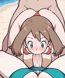 1boy 1futa 1girls ai_generated beach big_breasts big_penis bikini blowjob cleavage futa_on_female futa_pov futanari futanari_pov futos9669 gabby_(pokemon) interviewer_(pokemon) interviewer_(pokemon_oras) may_(pokemon) may_(pokemon_oras) medium_breasts pokemon pokemon_oras pov spitroast straight threesome vaginal_penetration