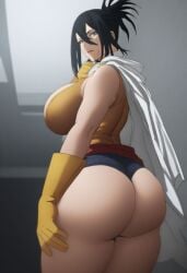 ai_generated busty huge_ass huge_breasts looking_back low-angle_view my_hero_academia nana_shimura presenting_hindquarters solo_female thick_thighs