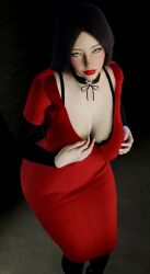 asian asian_female black_hair deloviedela red_dress red_lipstick teasing virt-a-mate